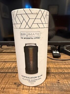 BrüMate Hopsulator Slim 12oz Can Cooler - Glitter Charcoal